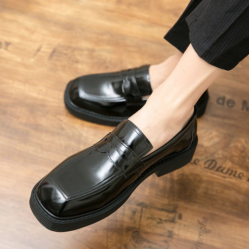 Men'S Shoes Plus Size Casual Leather Shoes Fashion British-Style Business Dress Shoes Set-Foot Thick-Soled Height-Increasing Square-Toed Leather Shoes - Image 3