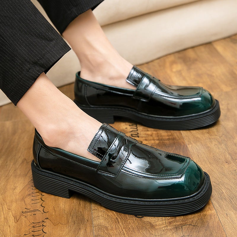 Men'S Shoes Plus Size Casual Leather Shoes Fashion British-Style Business Dress Shoes Set-Foot Thick-Soled Height-Increasing Square-Toed Leather Shoes - Image 2
