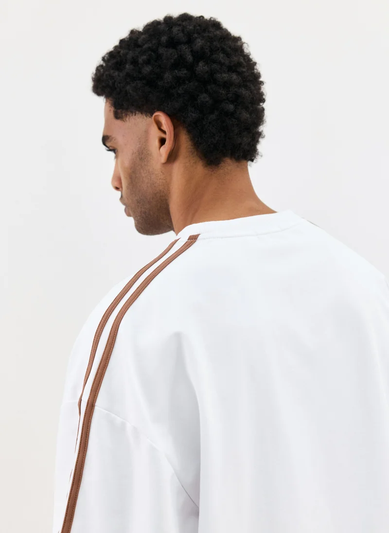 RÓLO Oversized Crewneck Tee - White & Brown