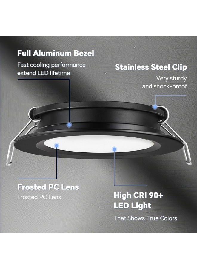 acegoo RV 2.75" Recessed LED Ceiling Light 12V Ultra-Thin Puck light, Dimmable RV Lights Interior for Camper Van Truck Motorhome Boat Sailboat Roof Under Cabinet Lighting, 6 Pack (Black,Warm White) - Image 4