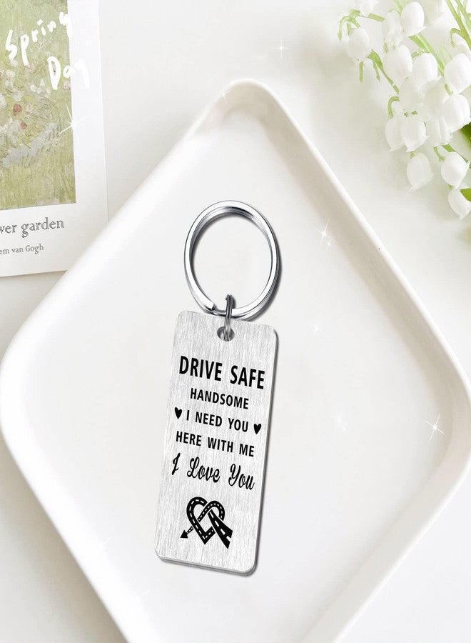 Jzxwan Drive Safe Husband Boyfriend Christmas Keychain Gifts from Wife, I Love You Drive Safe Key chain Gifts for Trucker Hubby Boyfriend Husband Handsome Man, New Car Driver Present - Image 3