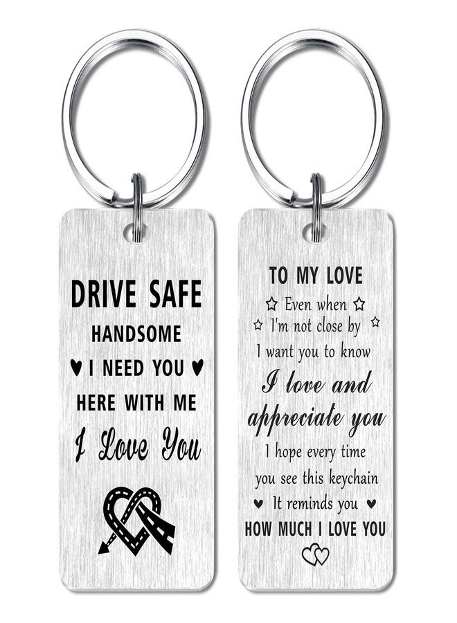 Jzxwan Drive Safe Husband Boyfriend Christmas Keychain Gifts from Wife, I Love You Drive Safe Key chain Gifts for Trucker Hubby Boyfriend Husband Handsome Man, New Car Driver Present - Image 1