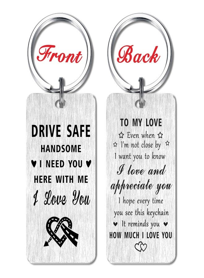 Jzxwan Drive Safe Husband Boyfriend Christmas Keychain Gifts from Wife, I Love You Drive Safe Key chain Gifts for Trucker Hubby Boyfriend Husband Handsome Man, New Car Driver Present - Image 2