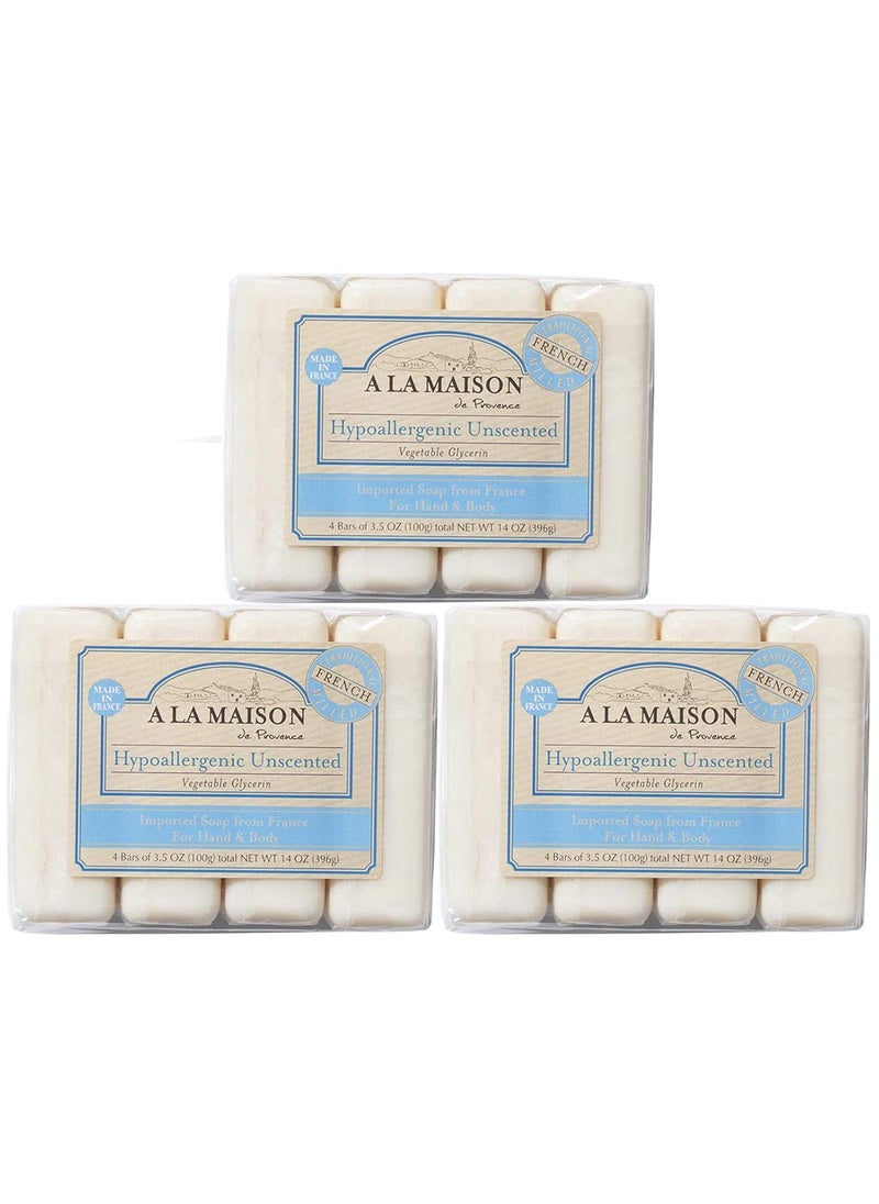 A La Maison - A LA MAISON Hypoallergenic Unscented Bar Soap  Triple French Milled Natural Moisturizing Hand Soap Bar 12 Bars of Soap 35 oz - Image 1