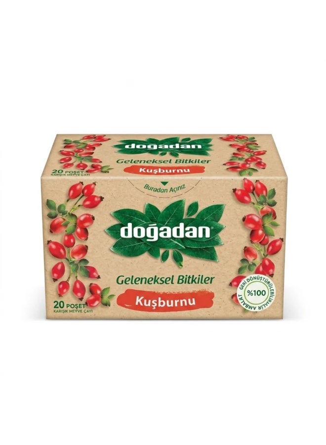 Dogadan Rose Hip Herbal Tea - 20 Tea Bags