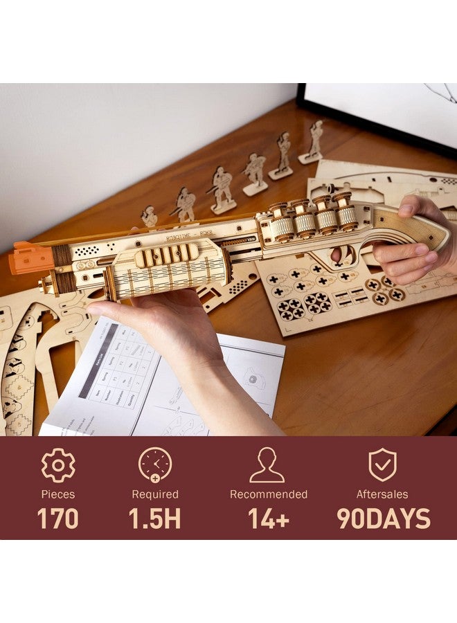 ROKR ROKR 3D Wooden Puzzle Rubber Band Guns for Kids & Adults, Toy Shotgun Model Building Kit, Cool Toys Hobbies for Men & Women - Image 4