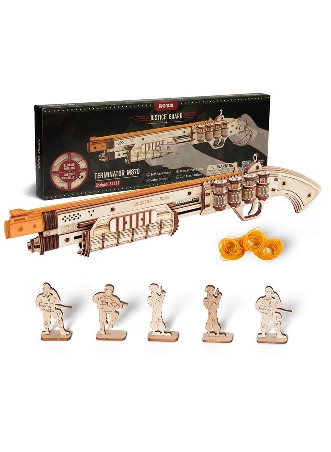 ROKR ROKR 3D Wooden Puzzle Rubber Band Guns for Kids & Adults, Toy Shotgun Model Building Kit, Cool Toys Hobbies for Men & Women - Image 1