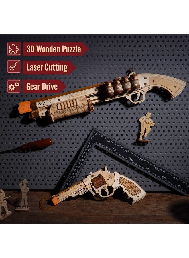 ROKR ROKR 3D Wooden Puzzle Rubber Band Guns for Kids & Adults, Toy Shotgun Model Building Kit, Cool Toys Hobbies for Men & Women - Image 5