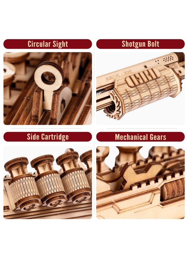 ROKR ROKR 3D Wooden Puzzle Rubber Band Guns for Kids & Adults, Toy Shotgun Model Building Kit, Cool Toys Hobbies for Men & Women - Image 3