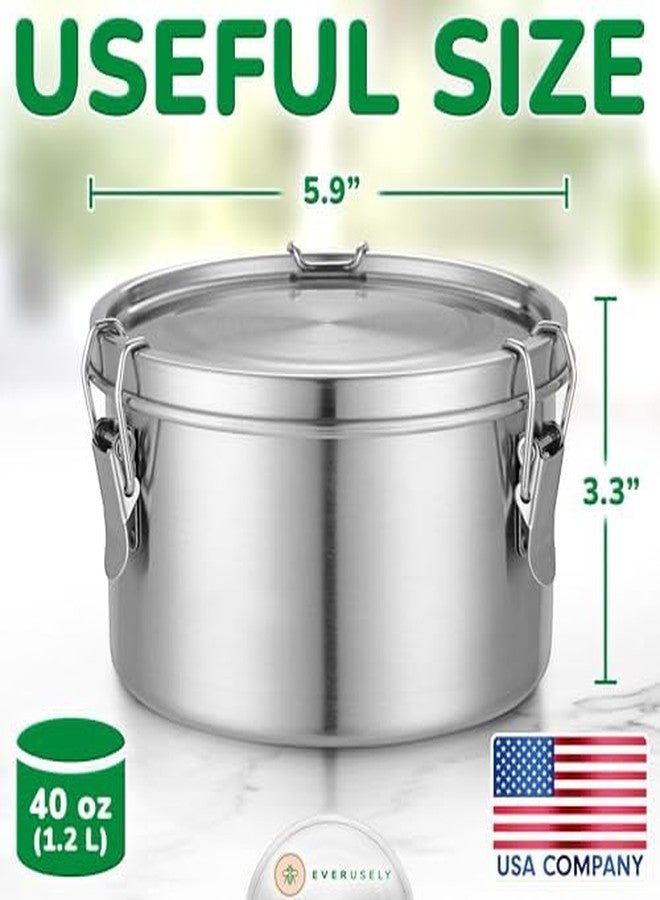 Everusely Stainless Steel Food Storage Container with Lid - 40 oz / 1.2 L - Metal Lunch Box + Meal Prep Tin with Food Safe Leakproof Seal - Stackable Pantry Snack Organizer - Reusable Travel Lunch Container - Image 5