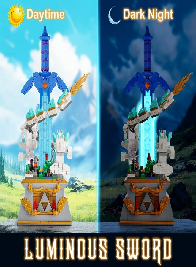 Sillbird BOTW Glowing Master Sword Building Blocks Set, TOTK Decorations with Dragon for Link Fans, Birthday Toys Gifts for Kids Boys Girls Ages 8-12 Year Old (677pcs) - Image 2