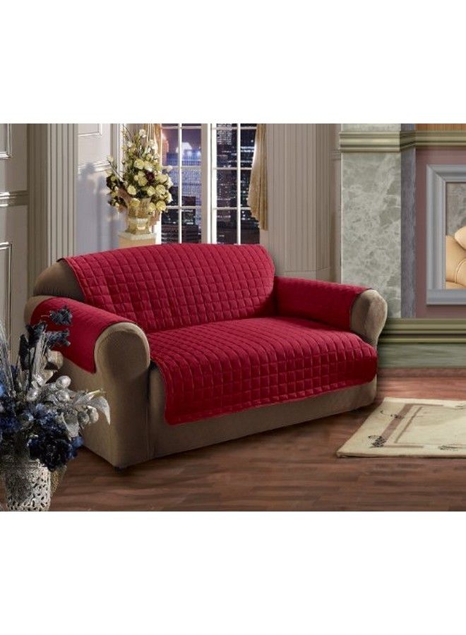 Elegant Comfort Quilted Furniture Protector For Pet Dog Children Kids Special Treatment Microfiber As Soft As Egyptian Cotton Red Love Seat  - Image 5