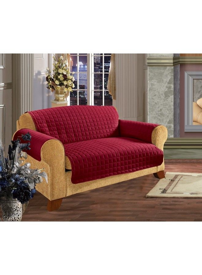 Elegant Comfort Quilted Furniture Protector For Pet Dog Children Kids Special Treatment Microfiber As Soft As Egyptian Cotton Red Love Seat  - Image 2