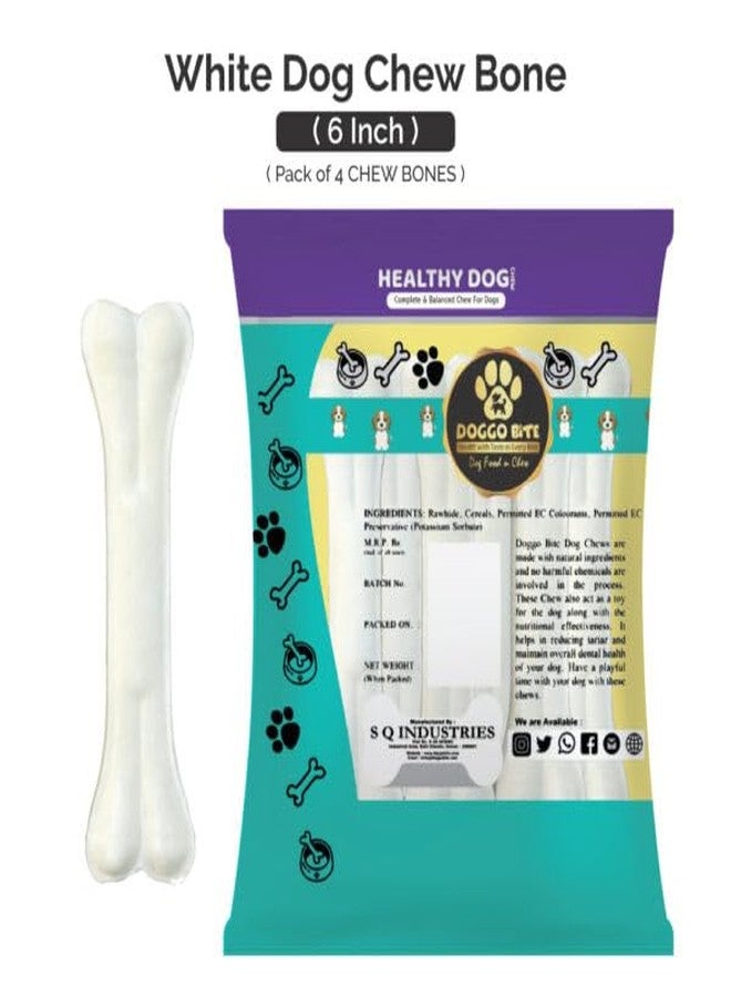DOGGO BITE Rawhide Bones Dog Bone Highly Digestible|100% Edible High Protein| Long-Lasting Dog Chew Enriched with Calcium, Healthy Bone Treats-6 Inches| 1 Bone (for Small-Medium and Large Size Dogs) - Image 2