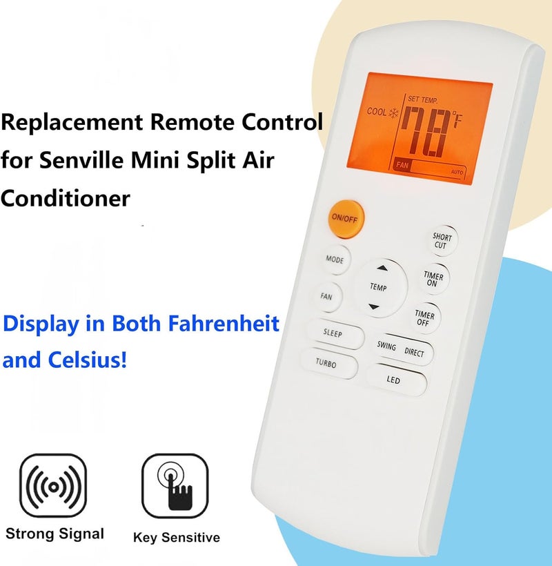Replacement Remote Control for Senville SENA-18HF-MO SENA-30HF-MO SENA-18HF SENA-18HF-Z SENA-30HF SENA-36HF SENA-36HF-Z Mini Split Air Conditioner - Image 5