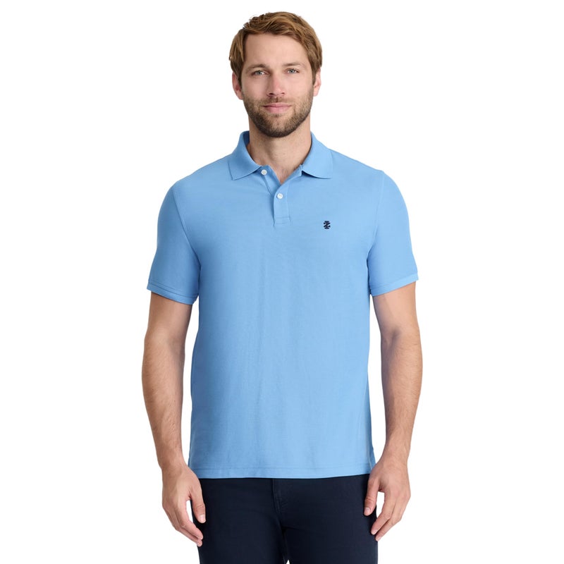 IZOD Men's Regular Fit Advantage Performance Short Sleeve Solid Polo, Blue Revival, Large - Image 4
