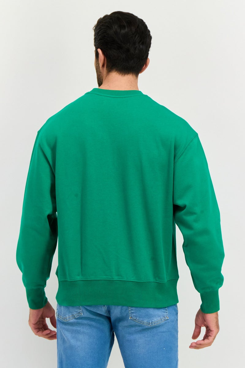ESPRIT Men Crew Neck Brand Logo Long Sleeve Sweatshirt, Green - Image 2