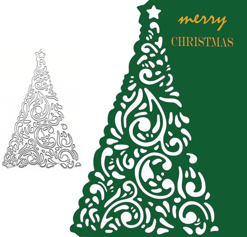 Christmas Star Tree Metal Die Cuts Merry Christmas Tree Scrapbook Cards Cutting Dies Cut Stencils for DIY Embossing Card Making Decorative Paper Dies Crafts Scrapbooking
