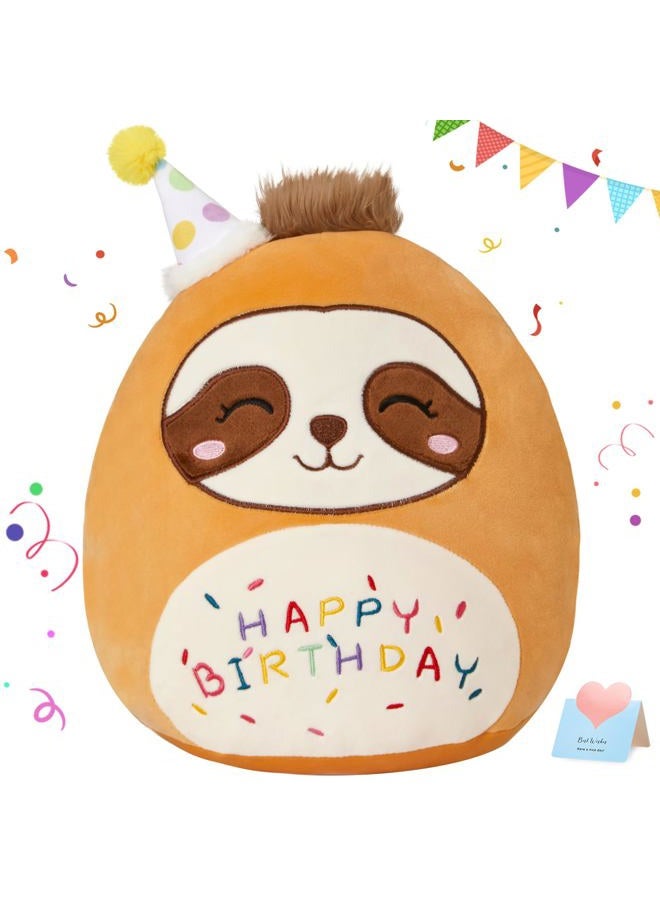 CozyWorld 15" Birthday Sloth Plush Stuffed Animals Original Cute Sloth Plushie Large Cuddle Pillow Happy Birthday Gift for Kids Boys Girls - Image 1