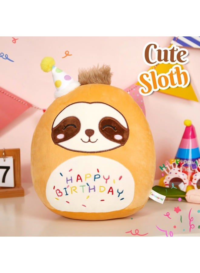 CozyWorld 15" Birthday Sloth Plush Stuffed Animals Original Cute Sloth Plushie Large Cuddle Pillow Happy Birthday Gift for Kids Boys Girls - Image 3
