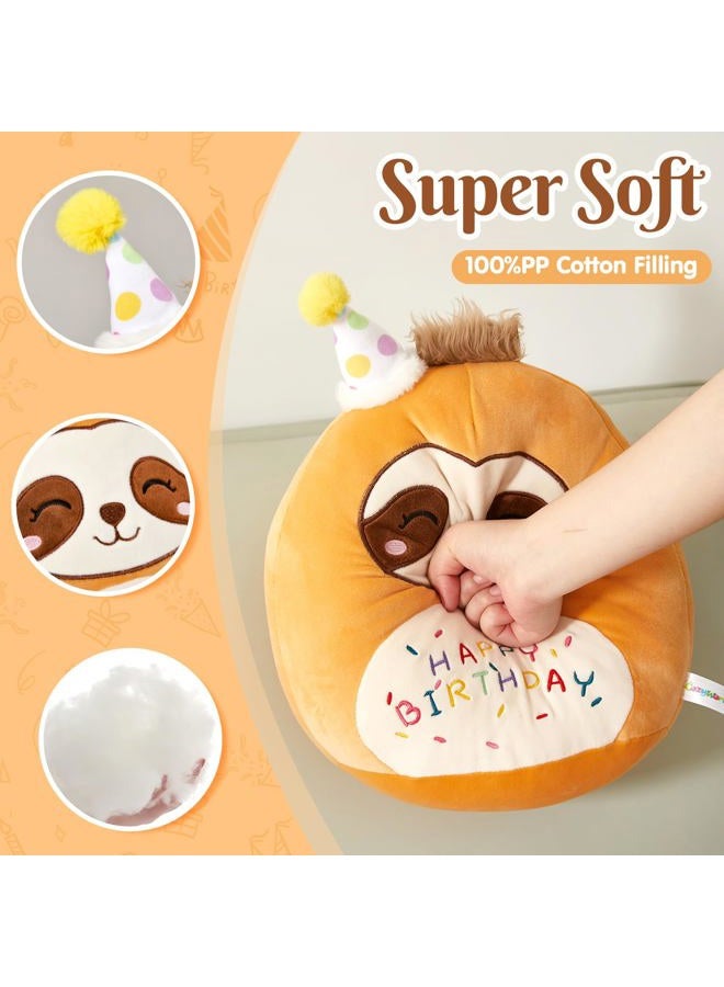 CozyWorld 15" Birthday Sloth Plush Stuffed Animals Original Cute Sloth Plushie Large Cuddle Pillow Happy Birthday Gift for Kids Boys Girls - Image 4