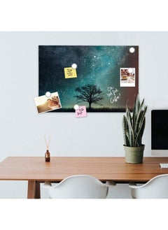 Navaris Magnetic Dry Erase Board 16 X 24 Inches Decorative White Board For Wall With Design Includes 5 Magnets And Marker Starry Sky And Tree  - Image 3