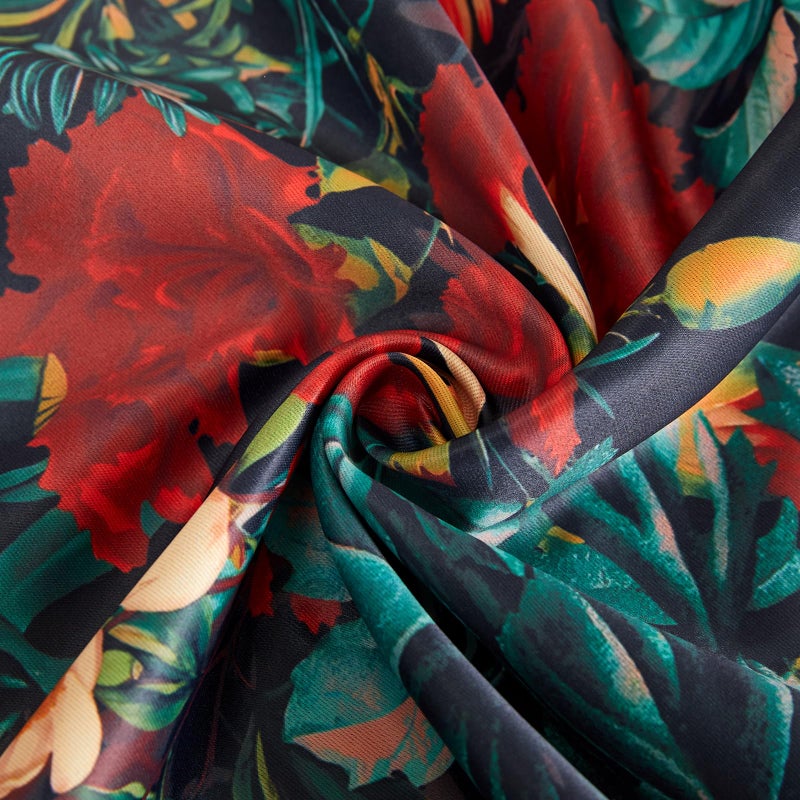 Estmy Boho Vintage Bedroom Curtains, Moody Black Floral Blackout Curtains 84 Inches Length 2 Panel, Night Garden Colorful Flowers Cute Country Window Curtain Panels for Bedroom Living Dining Room Kitchen - Image 5