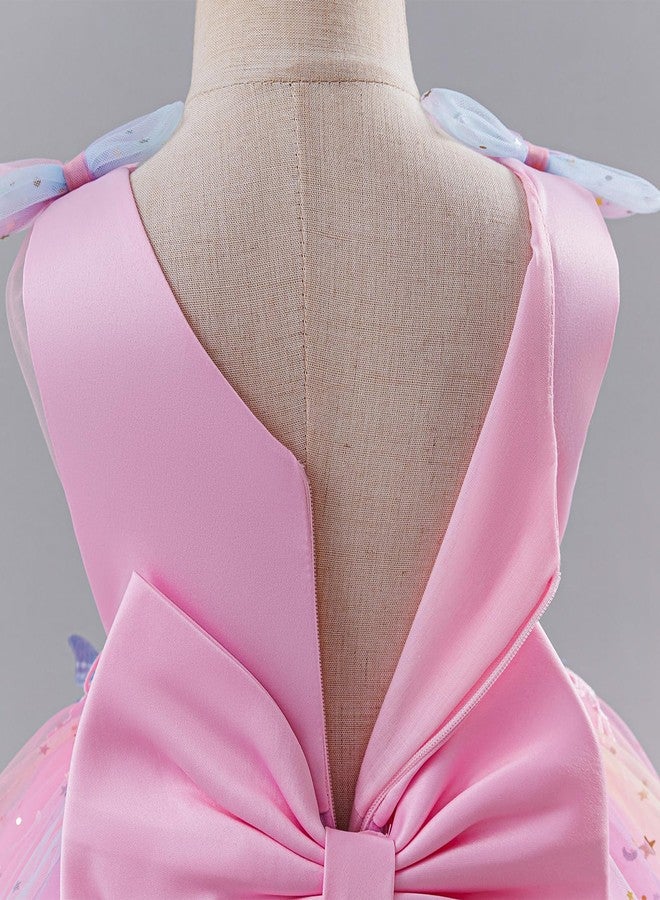 ODOLDI Baby Girls Butterfly Birthday Dress Baby Girl 3D Butterfly Princess Dress Photography Wedding Cake Crush Pink Star 18-24 Months - Image 4