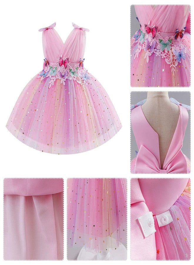 ODOLDI Baby Girls Butterfly Birthday Dress Baby Girl 3D Butterfly Princess Dress Photography Wedding Cake Crush Pink Star 18-24 Months - Image 5