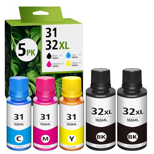 Trokliey 31 Ink Bottle Set 32XL Black Ink Bottle, Compatible for Smart Tank 7602 5101 6001 5000 Ink Refill, Replacement for HP 31 32XL for Smart Tank 6001 5102 5103 7301 7001 Plus 651 551 570 455 457 450 - Image 1