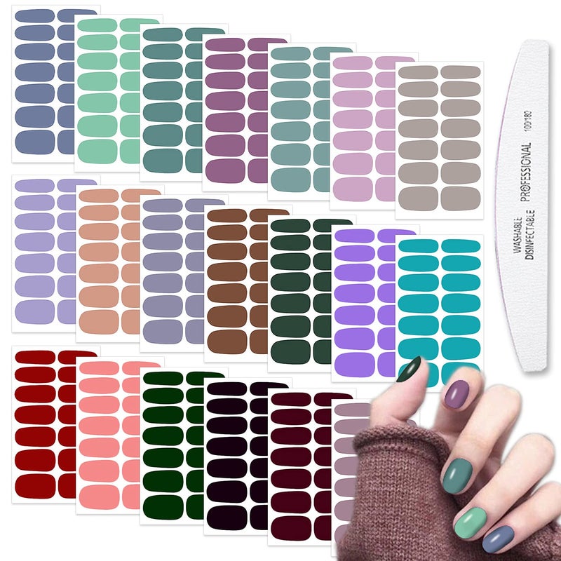 WOKOTO WOKOTO 20 Sheets Solid Color Nail Polish Strips Stickers SelfAdhesive Stick On Gel Nail Strips Full Nail Wraps for Women Nails Art with Nail File