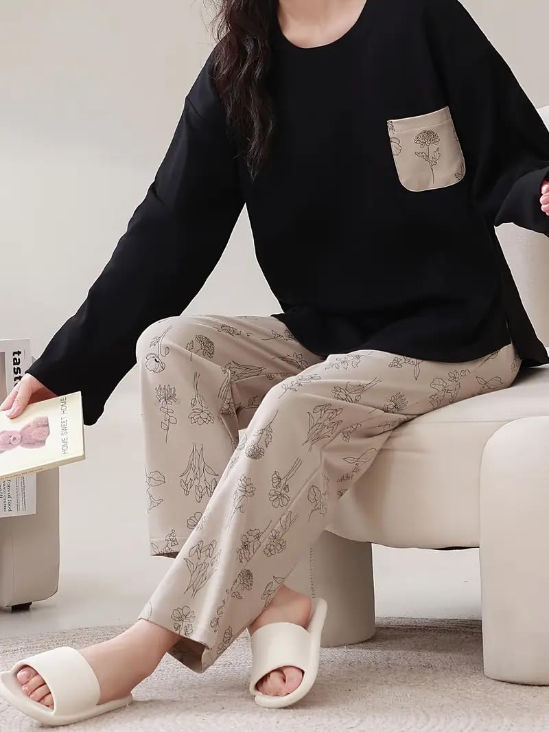Celary Korean Style Women’s Night Suit|| Cute Printed Pajama Set with Long Sleeve Top & Pants|| Soft Cotton Loungewear - Image 5