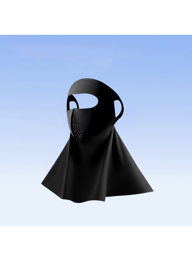 يا إلهي قناع واقي من الشمس للاستخدام في الهواء الطلق واقي للوجه والرقبة واقي من الشمس مضاد للأشعة الشمسية حرير جليدي وشاح للأذن شعور بارد حجاب استوائي مع حلقات للأذن - Image 2