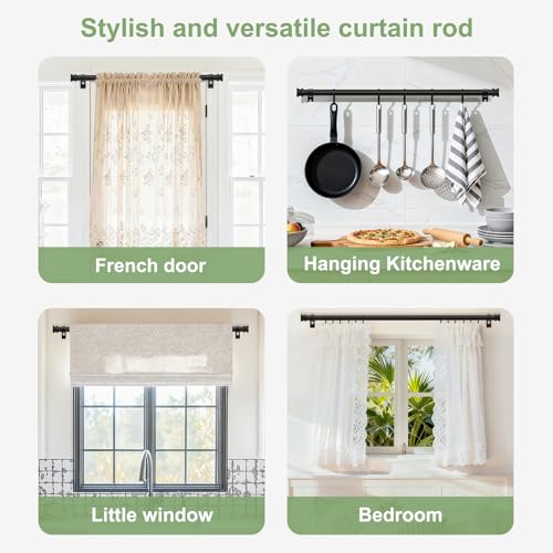 TKZTKZ Sturdy Durable Curtain Rod:Black Curtain Rods for Windows 18-45 Inch,Adjustable Heavy Duty Curtains Rod for Bedroom/Kitchen/Dorm/Apartment/Door,Small Modern Decorative Drapery Rods (All-Metal) - Image 5