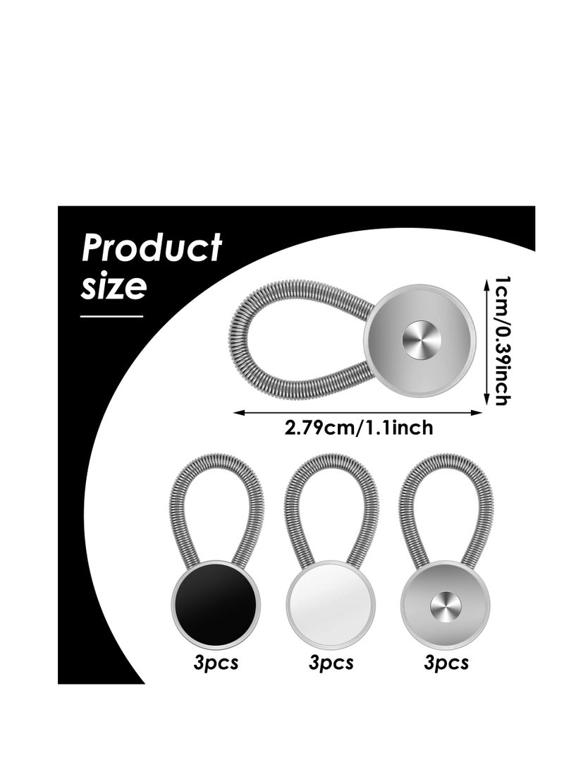 SUNSAR 9Pcs Elastic Collar Extenders for Mens Shirts, Flexible Neck Button Extenders for Dress Shirts Suits Cuffs, Coat, Jeans Pants for Men and Women (Black, White, Silver) - Image 2