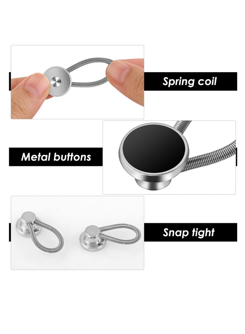 SUNSAR 9Pcs Elastic Collar Extenders for Mens Shirts, Flexible Neck Button Extenders for Dress Shirts Suits Cuffs, Coat, Jeans Pants for Men and Women (Black, White, Silver) - Image 3