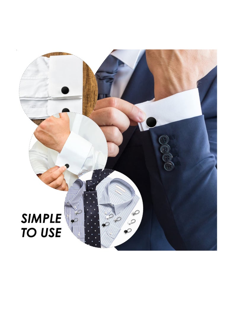 SUNSAR 9Pcs Elastic Collar Extenders for Mens Shirts, Flexible Neck Button Extenders for Dress Shirts Suits Cuffs, Coat, Jeans Pants for Men and Women (Black, White, Silver) - Image 5