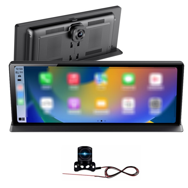 Dashcam: 11.3-Inch Ultra Wide Angle Touch Screen - Wireless Carplay & Android Auto, WDR Display, Dual Camera 1:1 View - In Car Multimedia for Safe Daily Driving & Road Recording - Image 1