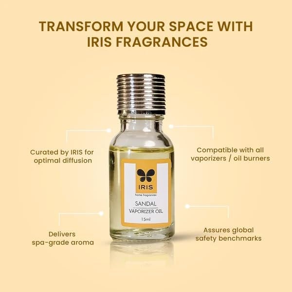 IRIS Sandal Fragrance Vaporizer with 15 ml Oil (Beige, Free Size) - Image 4