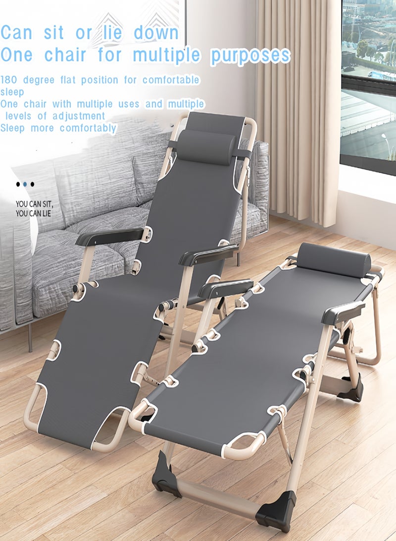 Gasin The lightweight and portable two-in-one folding bed has five adjustment levels, which is suitable for use during lunch breaks or sleeping at night at home and in the company, and can also be used during outdoor camping and outings.  - Image 2