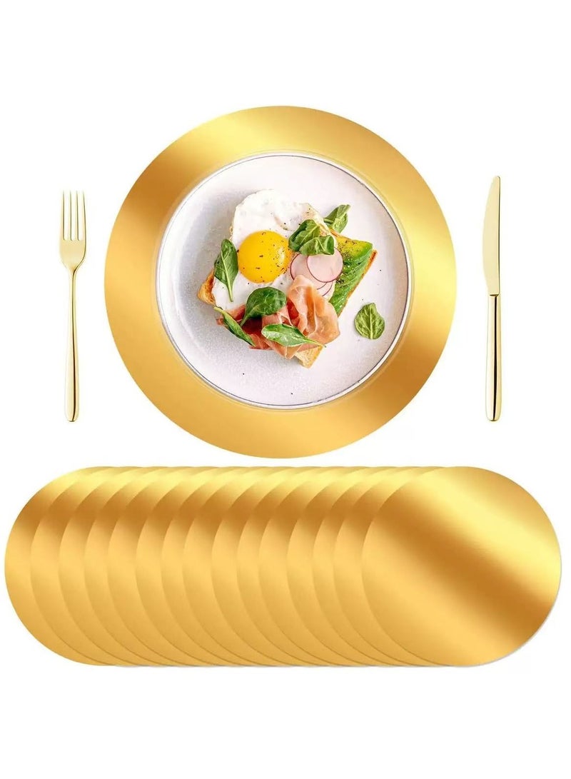 10-Pack Round Gold Shimmer Mirror Placemats (Disposable) – For Arabic Weddings, Parties u0026 Celebration Table Decor - Image 1