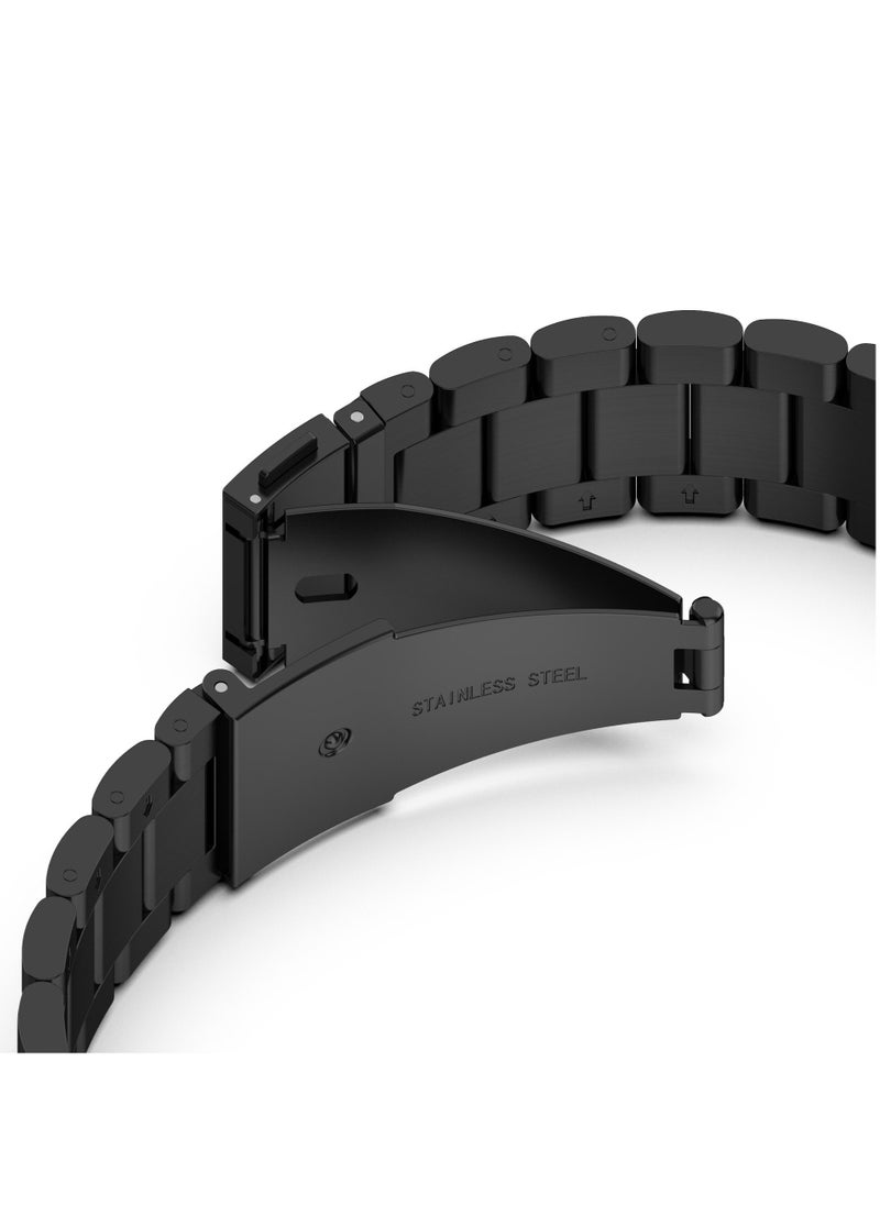 Generic - Straps Compatible with Amazfit T-Rex 3 Strap Metal Stainless Steel Wristband Replacement Business Watch Band for Amazfit T-Rex 3 Outdoor Smart Watch (Black) - Image 1