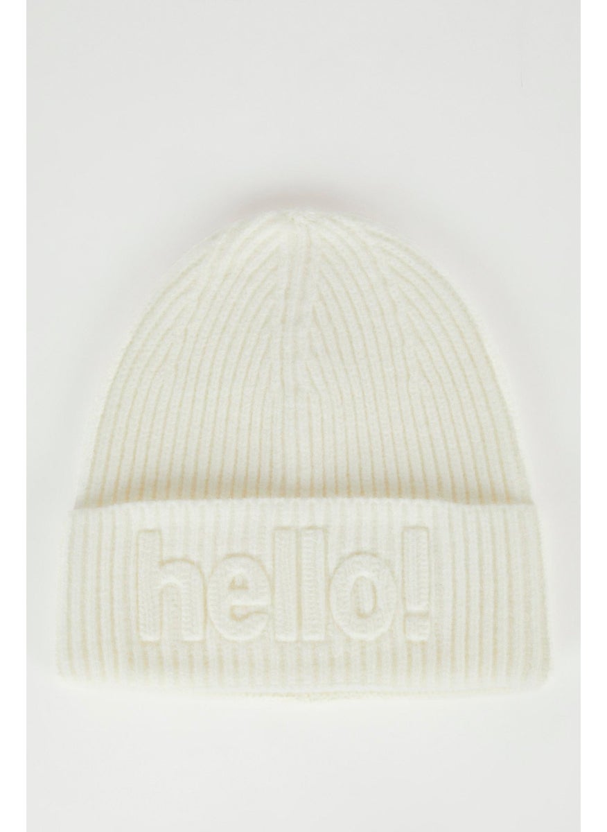 DeFacto - Woman Slogan Printed Knitted Beanie - Image 1