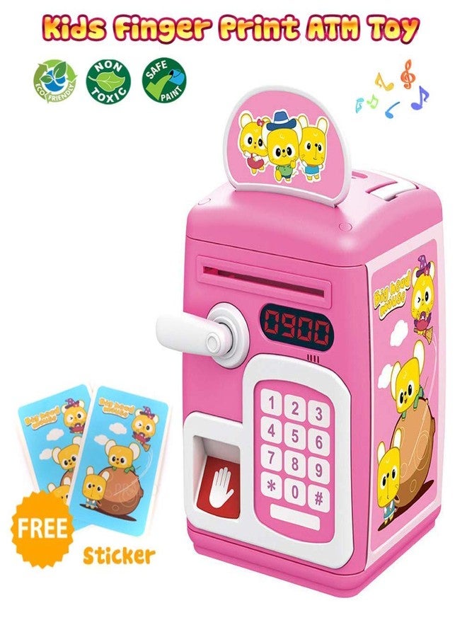 Mummy Please Kids Digital Piggy Bank with Electronic Lock,Money Safe Box wth Finger Print Sensor【Pack of 1】【Lotus Pink】 - Image 2