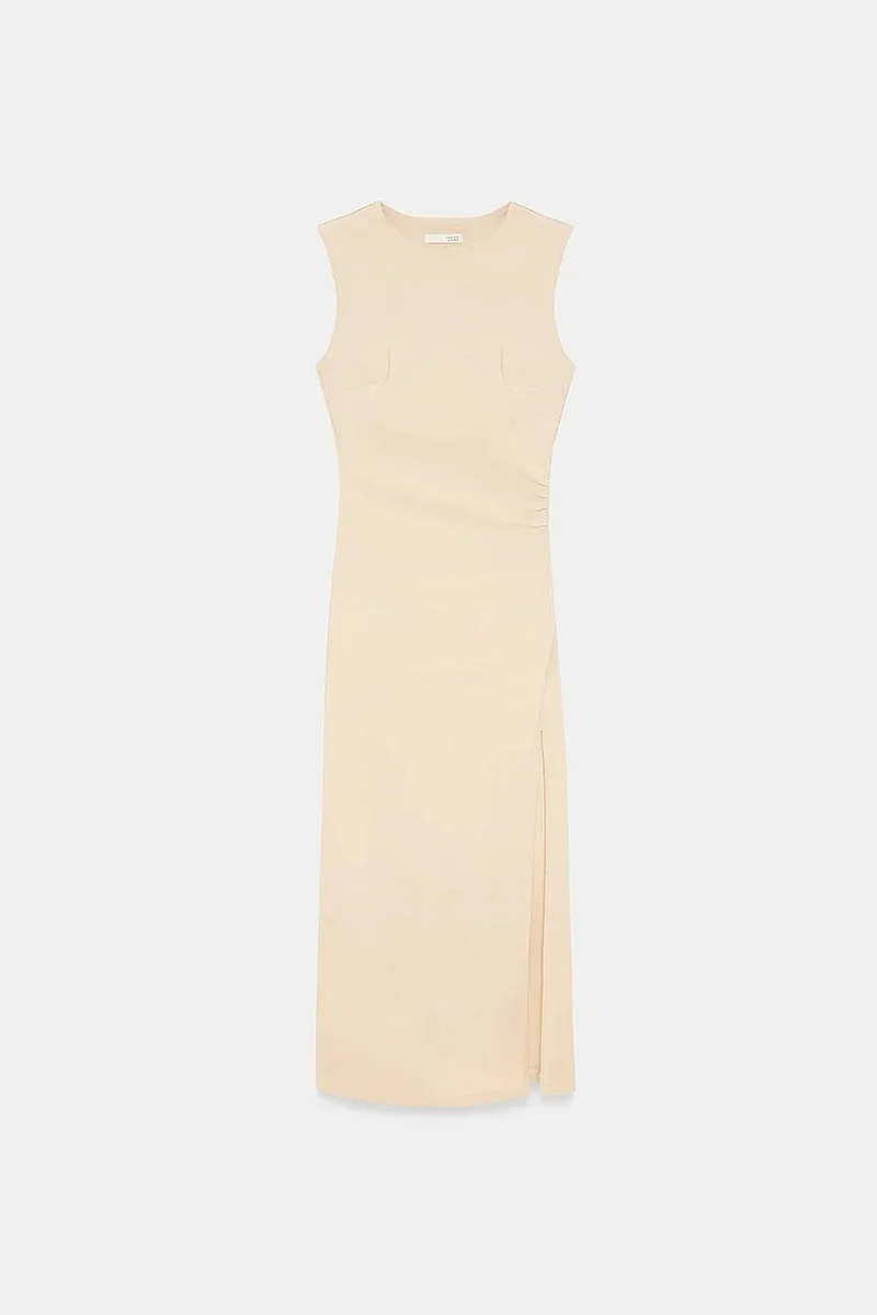DILVIN Fitted Sleeveless Midi Dress With Slit