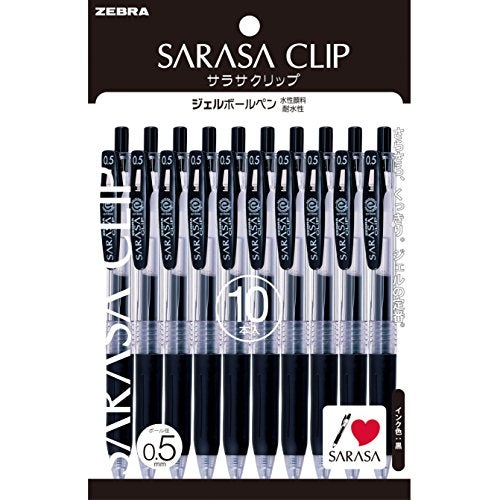 Zebra Pen ZEBRA PJJ15BK10 Gel Ballpoint Pen Sarasa Clip 05 Black 10 Pens - Image 1
