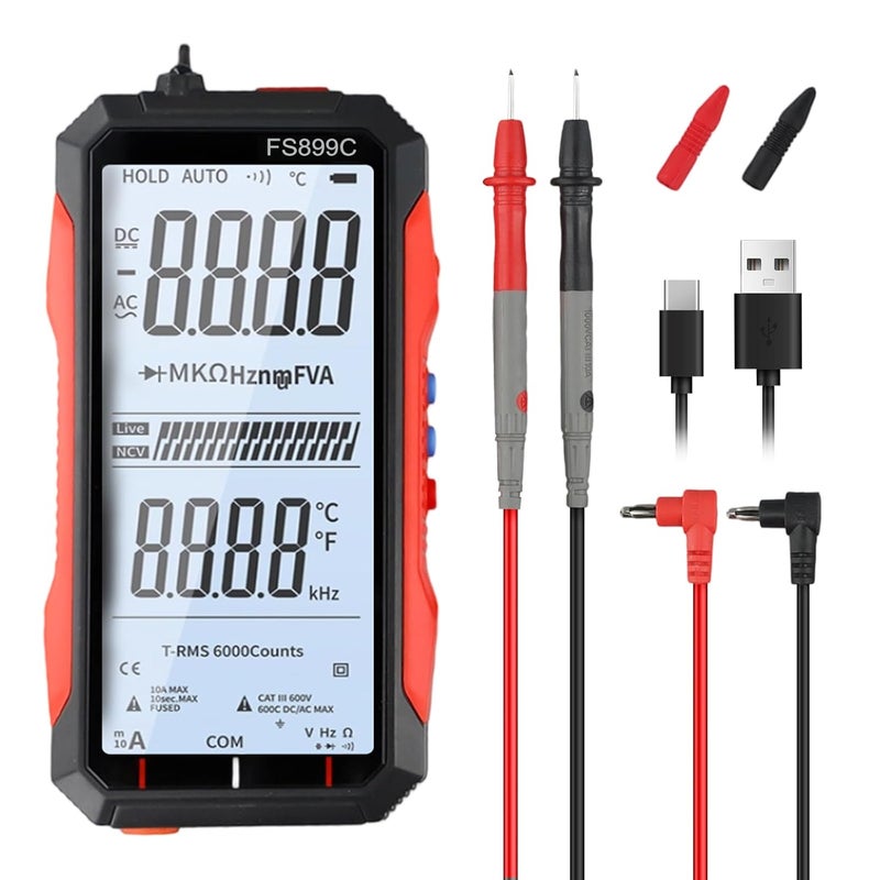 FS899C Digital Multimeter USB C Rechargeable Backlit Display RMS Voltage Current Capacitance - Image 2