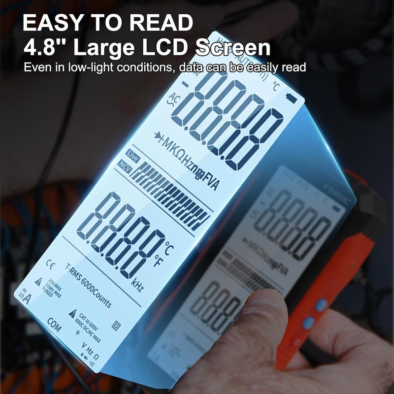 FS899C Digital Multimeter USB C Rechargeable Backlit Display RMS Voltage Current Capacitance - Image 4