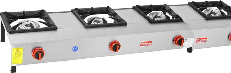 Himaksan Industrial Type Natural Gas 4-Burner Short Leg Restaurant Stove 