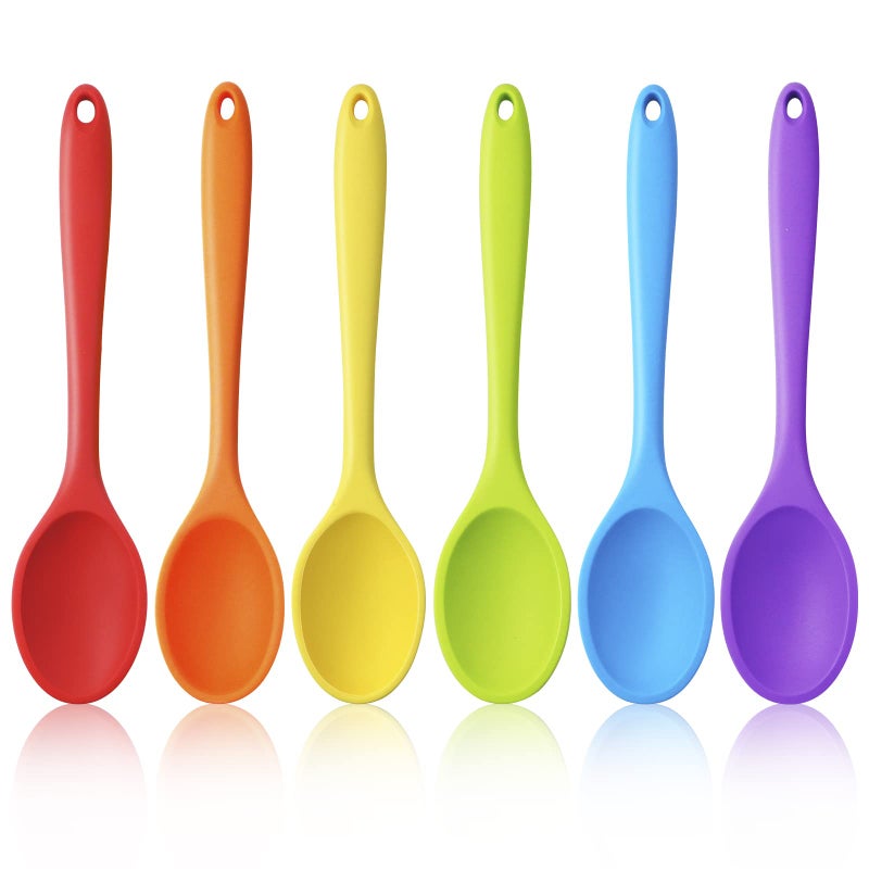 GothaBach 6 Pack 108 Large Silicone Spoons Heat Resistant Silicone Basting Spoons NonStick Serving Spoon for Mixing Buttering and Tasting